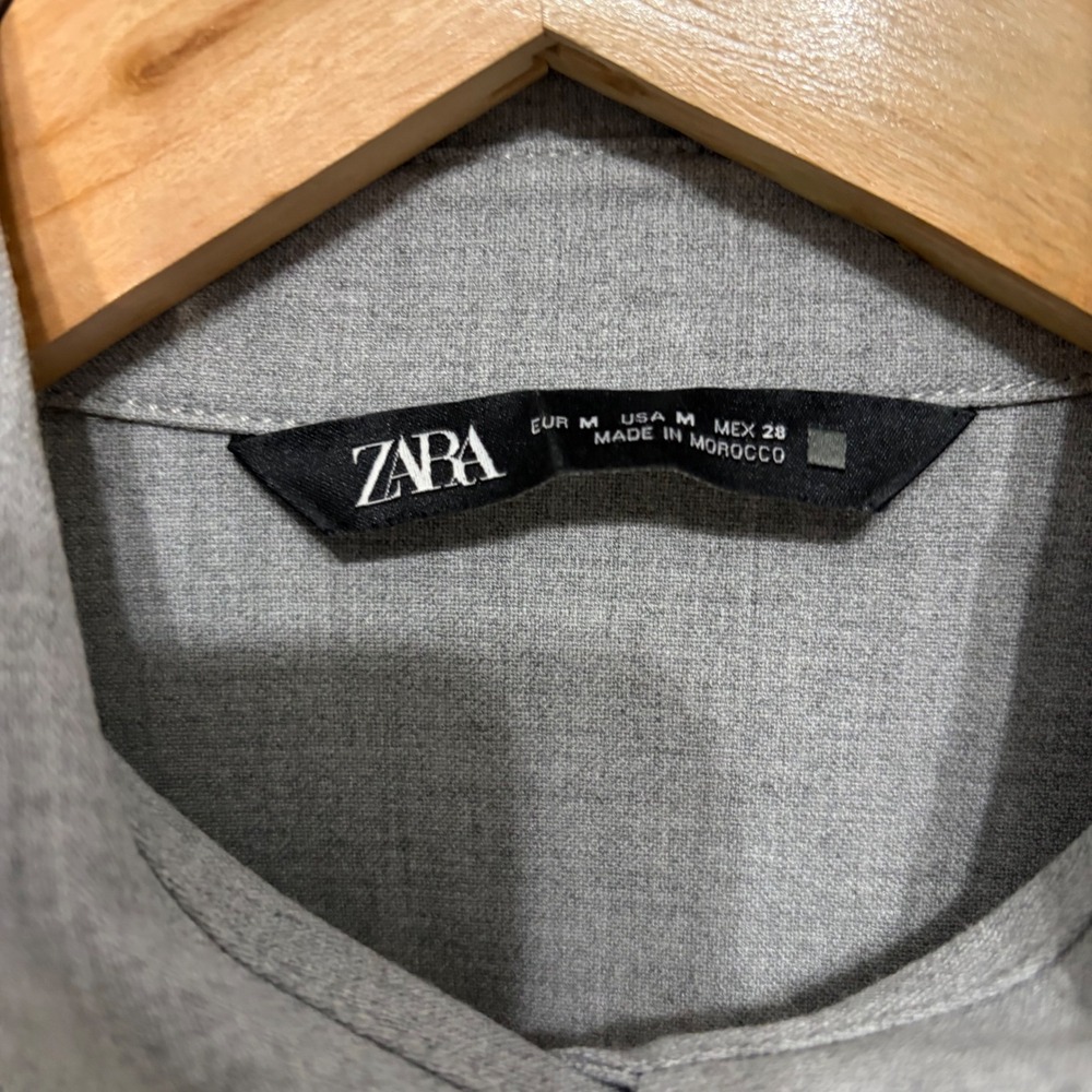 Zara Womens Grey Oversized Snap Button Down Shirt Jacket Shacket Size Medium - Picture 4 of 7